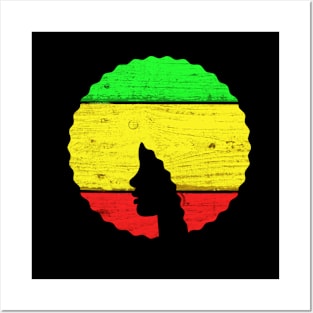 Afro Hair Woman with African Rasta Colors, Black History Posters and Art